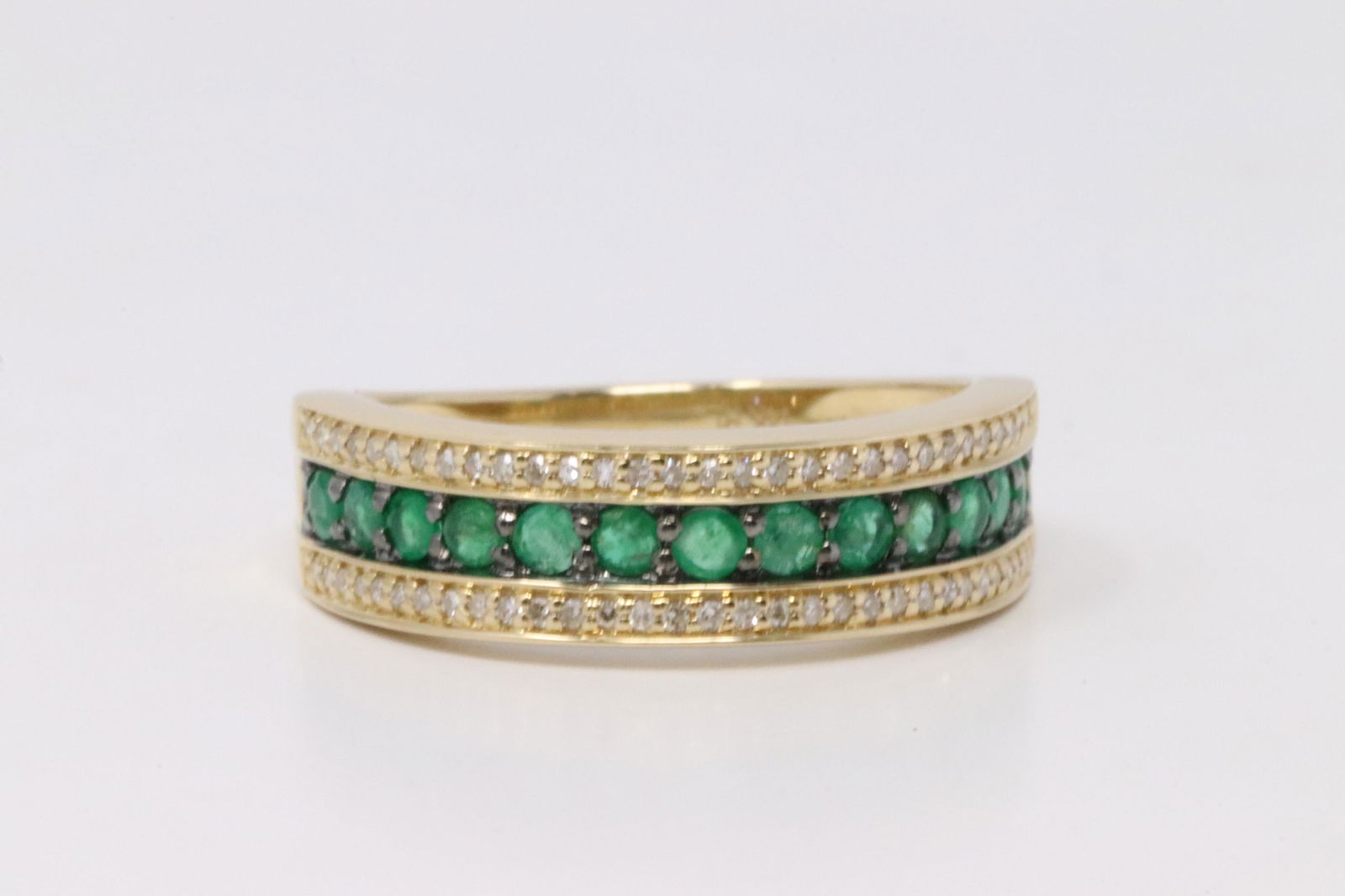 14kt Yellow Gold Emerald Diamond Ring. (1 of 4)