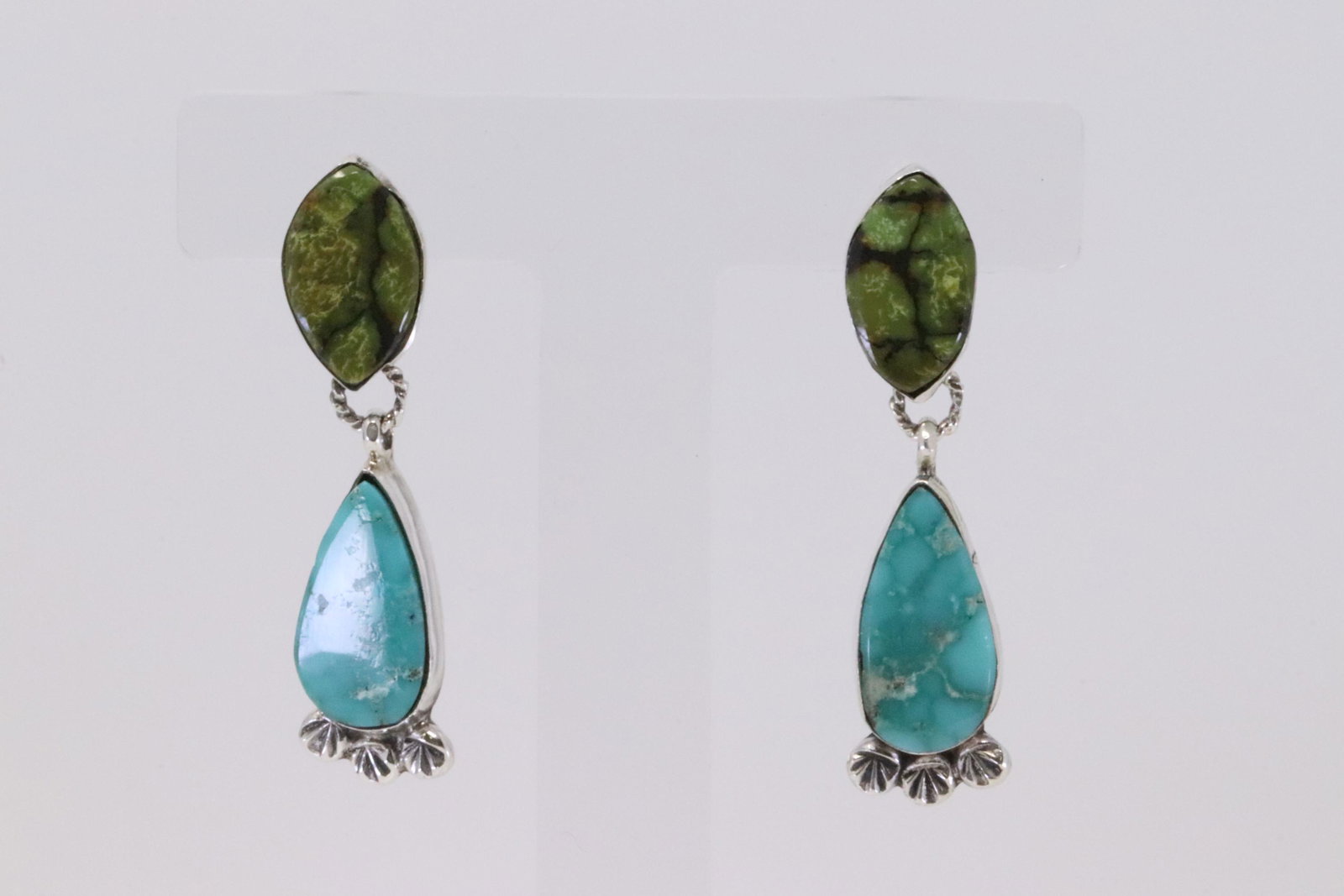 Native America Navajo Handmade Sterling Silver: This is a Native America Navajo Handmade Sterling Silver Turquoise Post Dangling Earring's By Selena Warner.