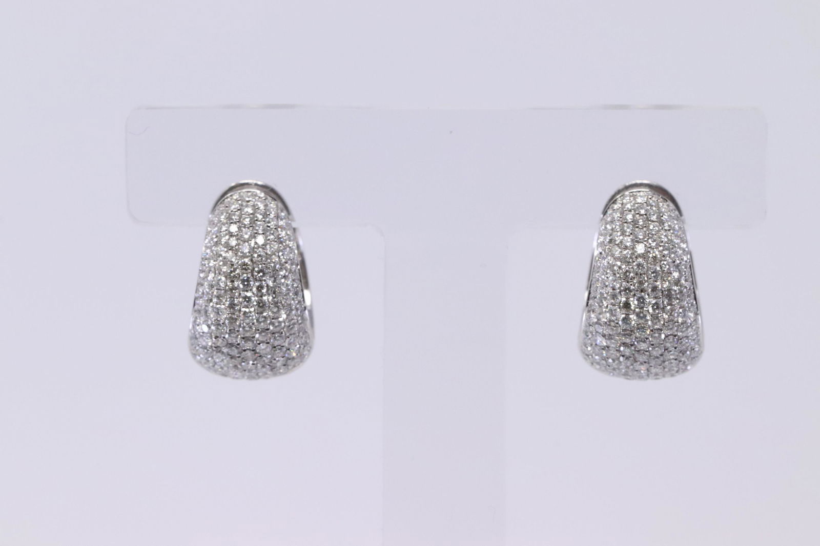 18Kt White Gold Pave Diamond Huggie Earrings (1 of 4)