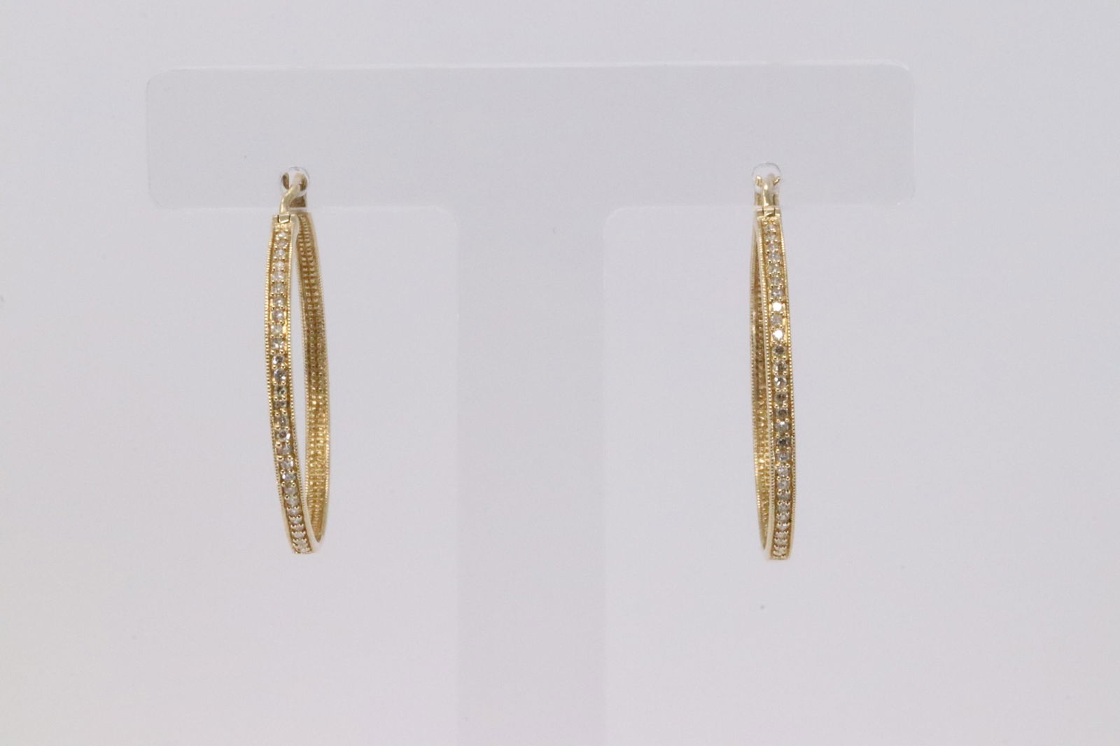 14Kt Ladies Diamond Hoop Earrings (1 of 4)