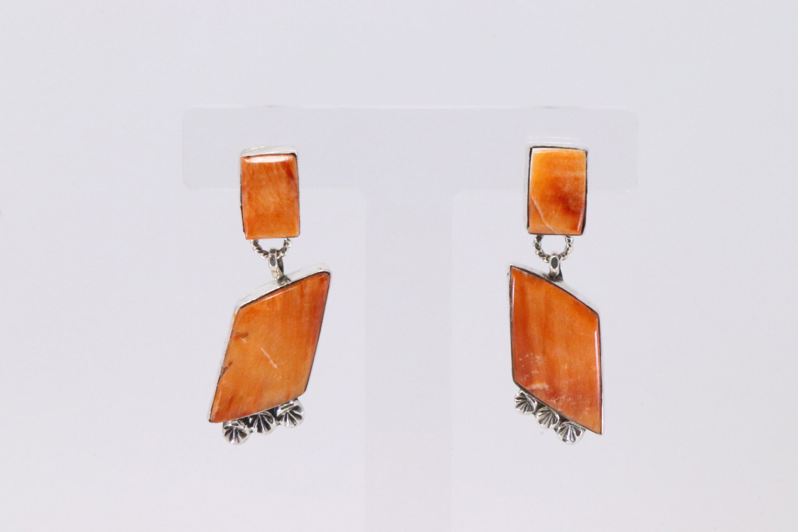 Native America Navajo Handmade Sterling Silver Spyni: This is a Native America Navajo Handmade Sterling Silver Spyni Oyster Post Earring's By Selena Warner.