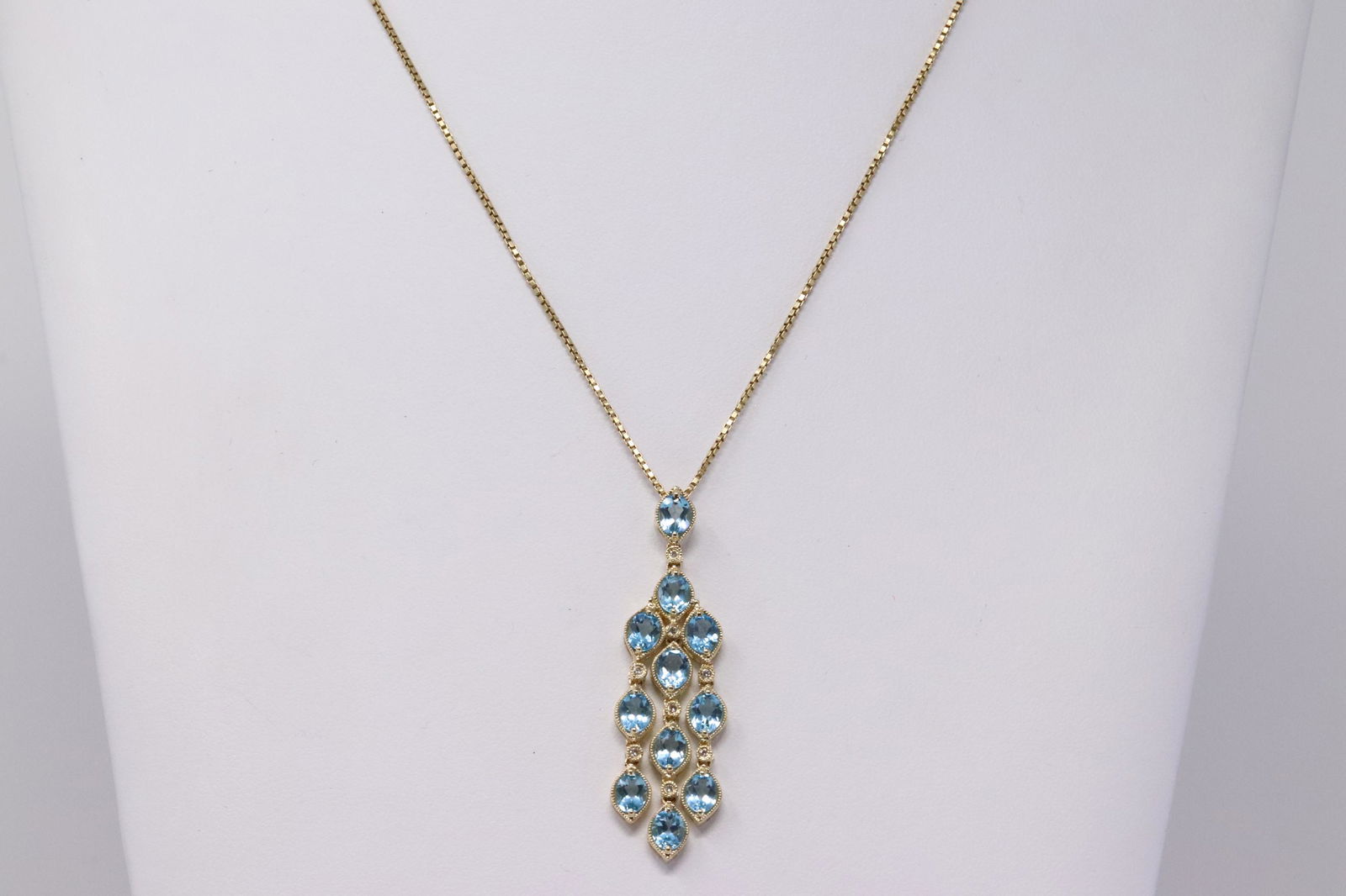 14KT Yellow Gold Diamond Necklace/Bue Topaz (1 of 4)