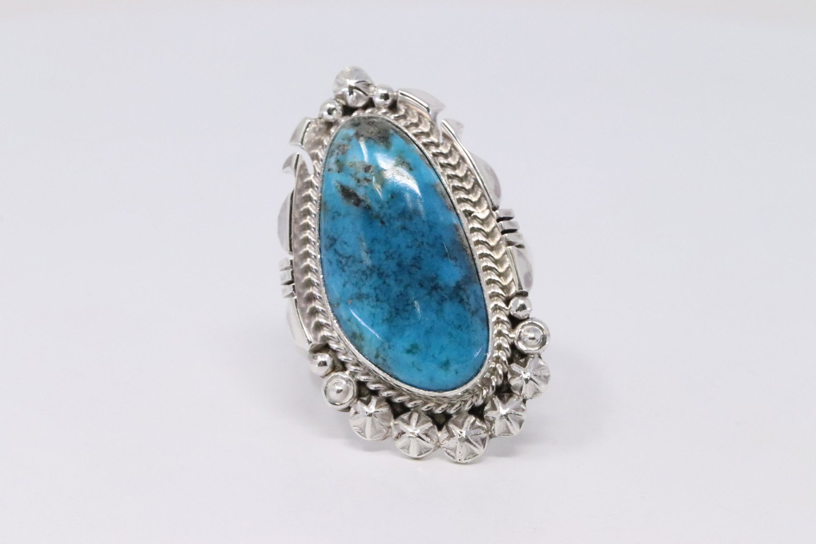 Native American Navajo Handmade Sterling Silver: This is a Native American Navajo Handmade Sterling Silver Turquoise Ring By daniel Benally. Ring size: 11.00.