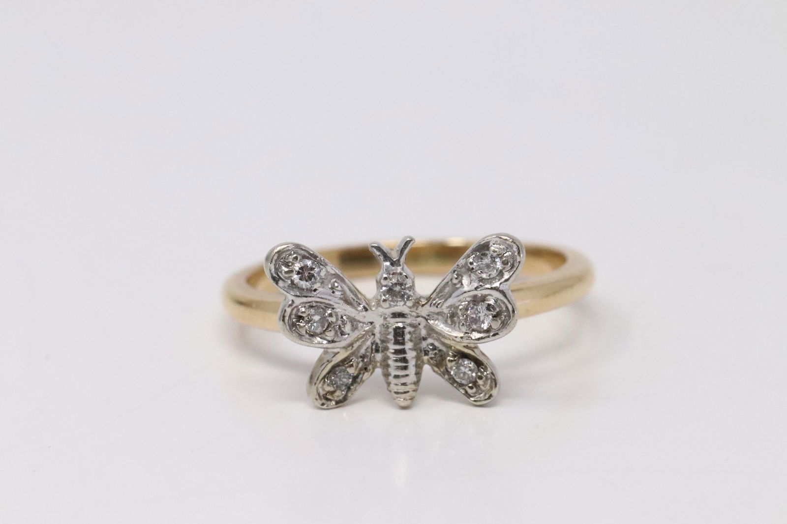 14Kt Yellow & White Gold Butterfly Diamond Ring. (1 of 4)