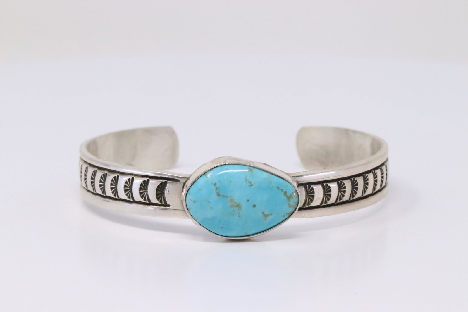 Native America Navajo Handmade Sterling Silver: This is a Native America Navajo Handmade Sterling Silver Turquoise Bracelet By Rick Enriquez.