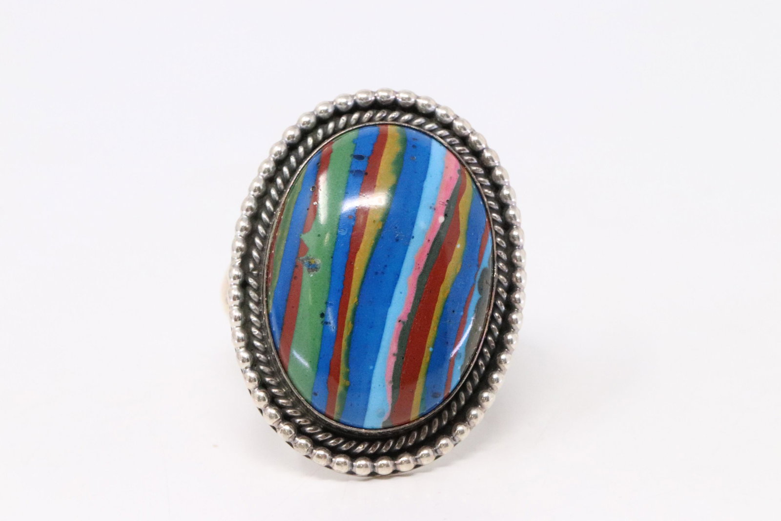 Native America Handmade Navajo Sterling Silver: This is a Native America Handmade Navajo Sterling Silver Multi-Color Ring By R.B. Ring size: 10.50.