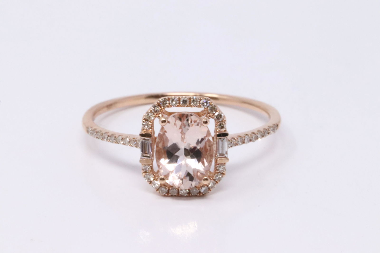 14Kt Rose Gold Morganite | Diamond Ring. (1 of 4)