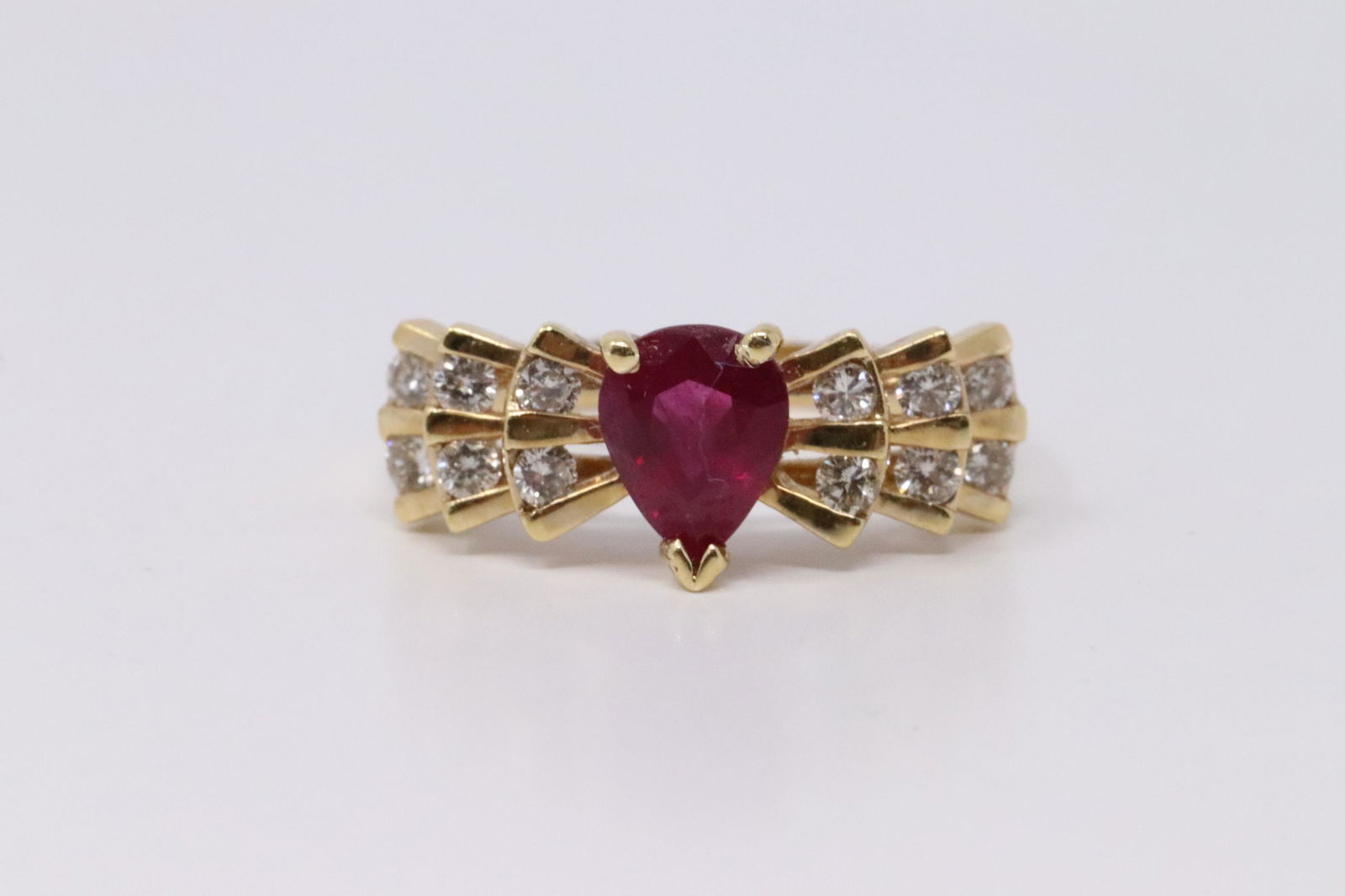 14kt Yellow Gold Ruby Diamod Ring. (1 of 4)