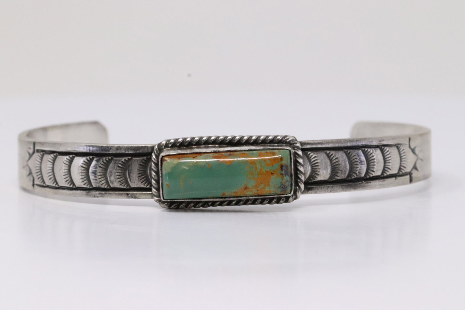 Native America Navajo Handmade Sterling Silver Kingman: This is a Native America Navajo Handmade Sterling Silver Kingman Turquoise Bracelet By Rick Enriquez.