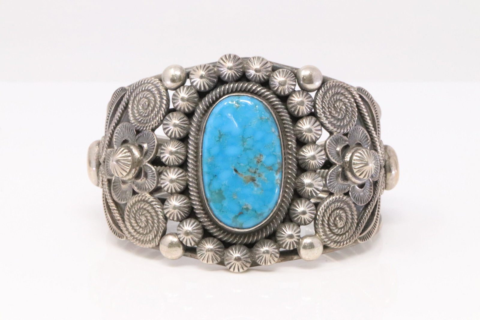Native America Navajo Handmade Sterling Silver: This is a Native America Navajo Handmade Sterling Silver Turquoise Bracelet By Rick Martinez.