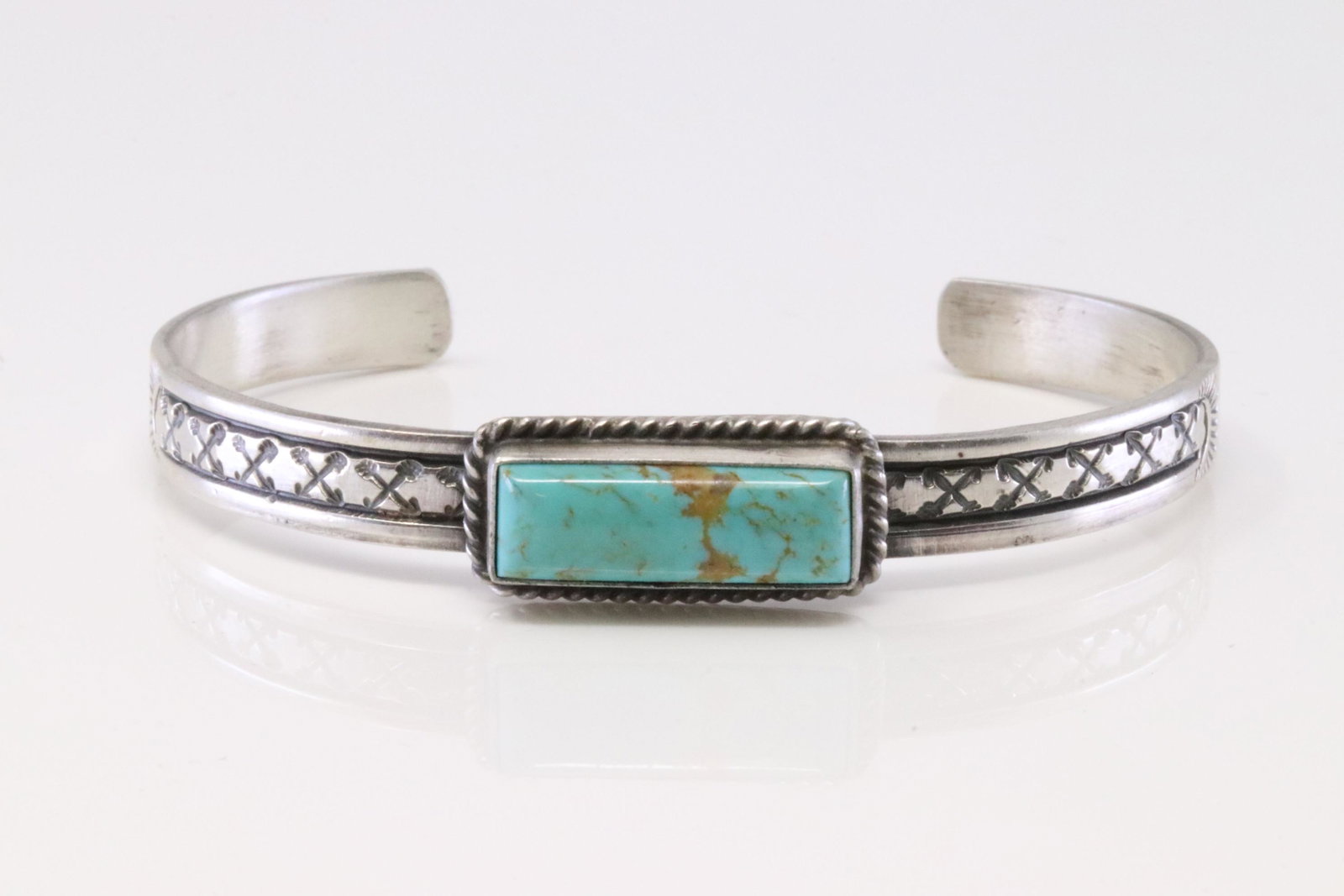 Native American Navajo Handmade Sterling Silver: This is Native American Navajo Handmade Sterling Silver Turquoise Bracelet By Rick Enriquez.