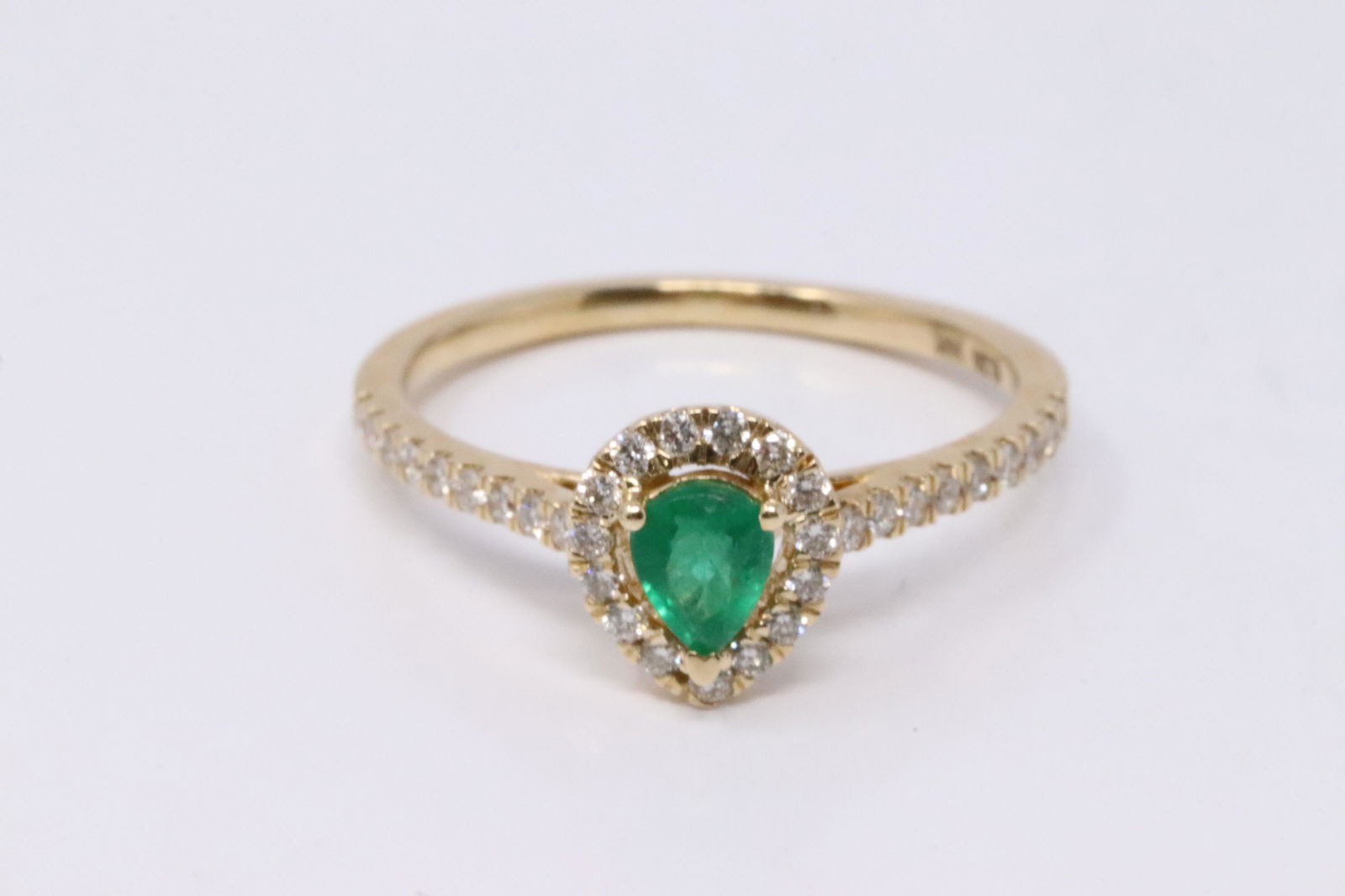 14Kt Yellow Gold Emerald | Diamond Ring. (1 of 4)