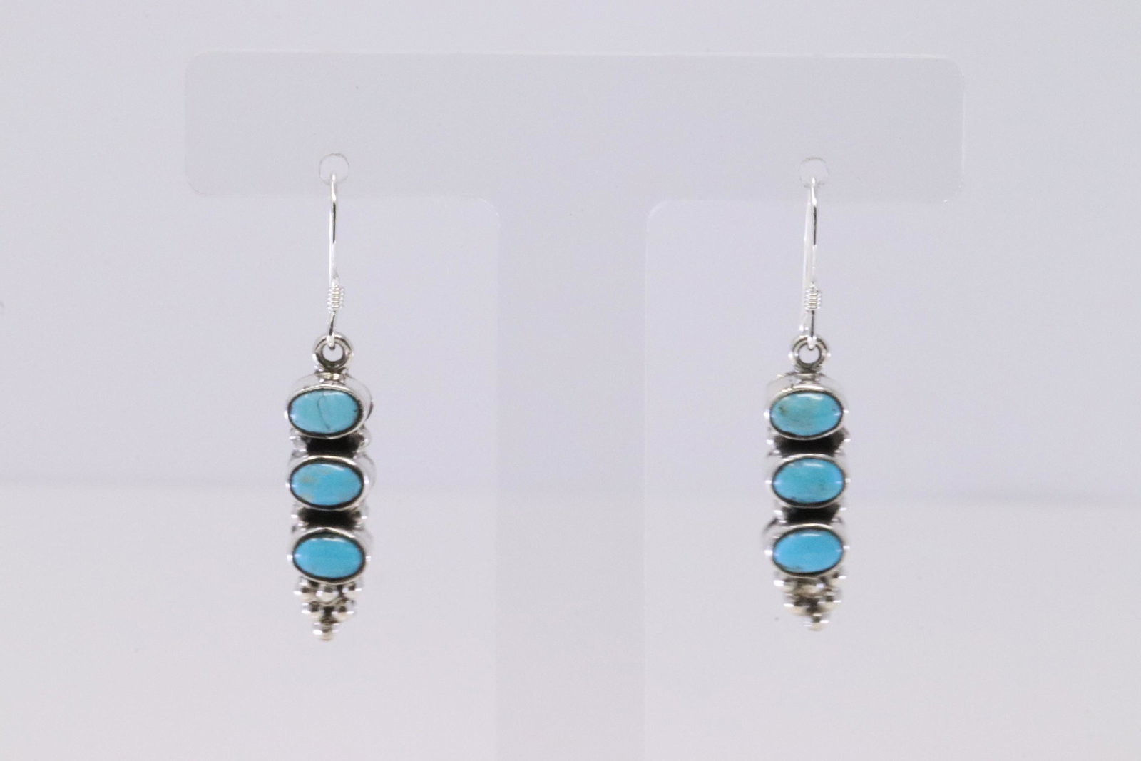 Native America Navajo Handmade Sterling Silver: Native America Navajo Handmade Sterling Silver Turquoise Dangling Earring's By Gary Shorty.