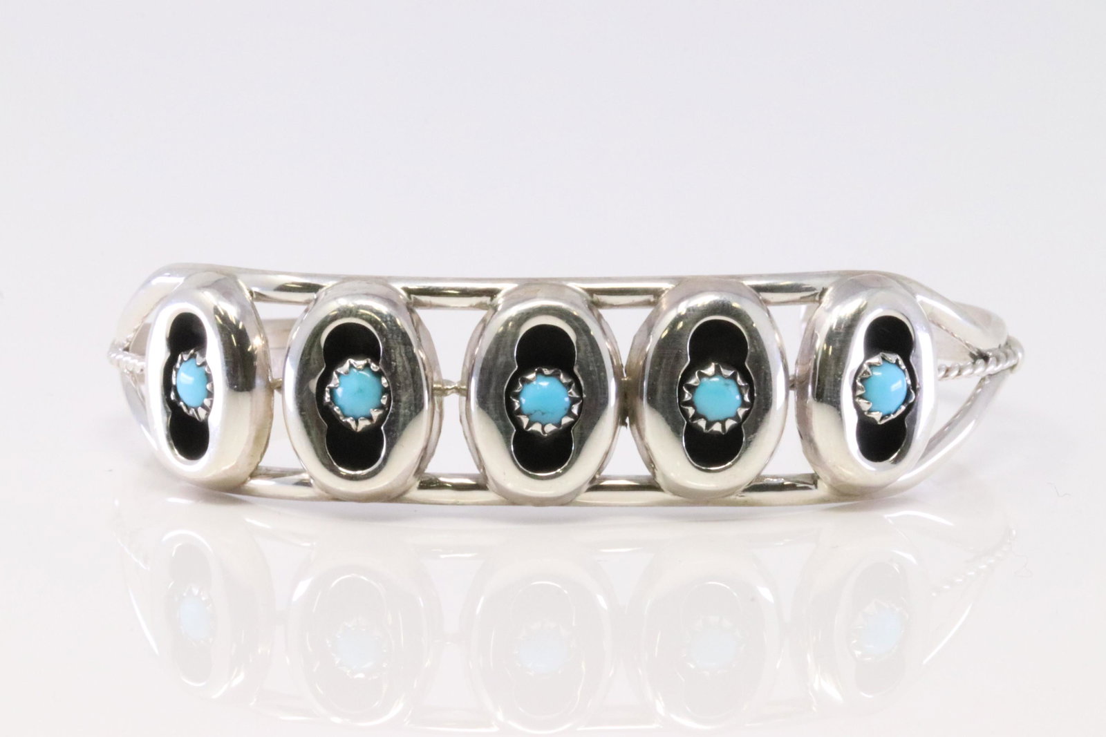 Native American Navajo Handmade Sterling Silver: This is a Native American Navajo Handmade Sterling Silver Turquoise Bracelet By Janice Spencer.