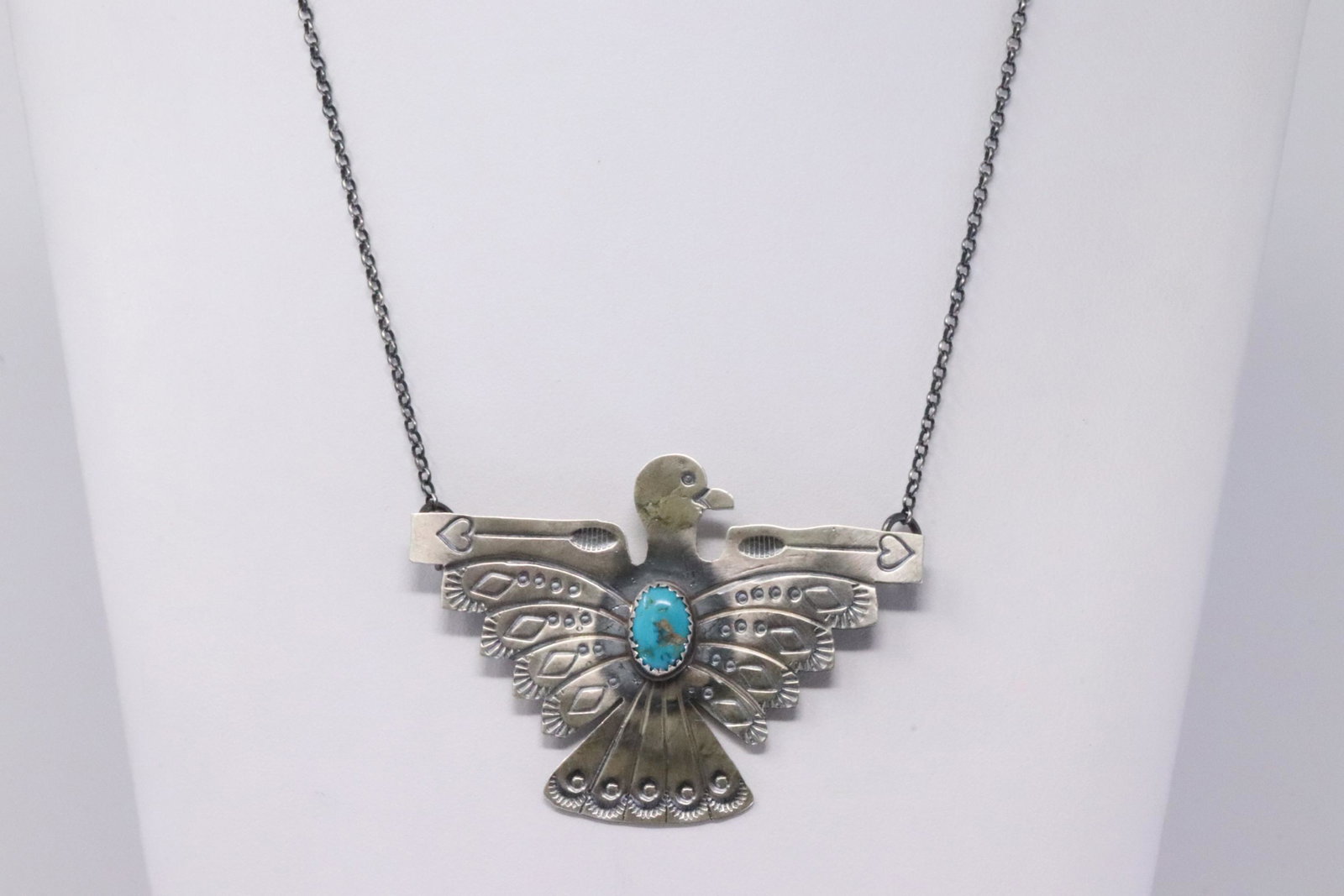 Native America Navajo Handmade Sterling Silver: This is a Native America Navajo Handmade Sterling Silver Turquoise Necklace By Tim Yazzie. Necklace length: 16.00"