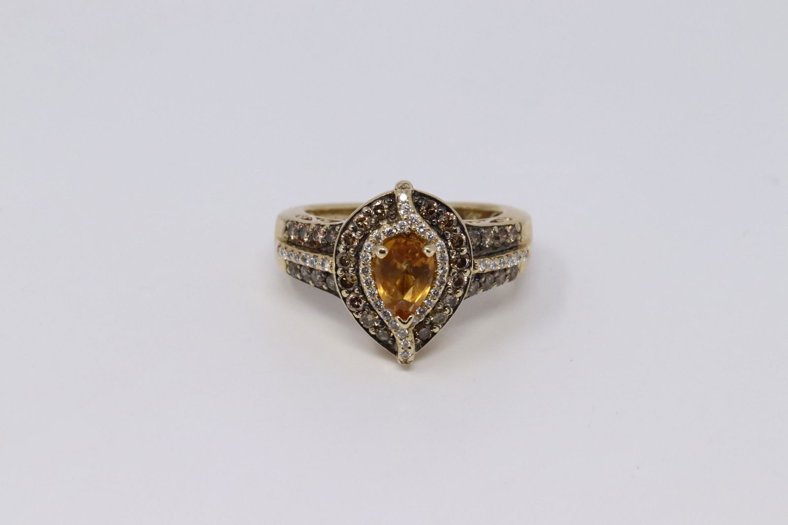 14Kt LeVian Diamond Ring w/ Citrine (1 of 4)