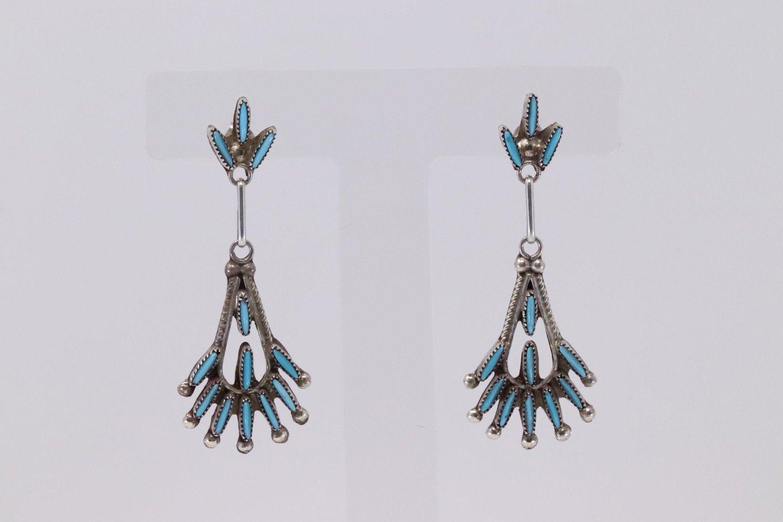 Native America Zuni Handmade Sterling Silver Turquoise: This is a Native America Zuni Handmade Sterling Silver Turquoise Post Earring's By Rena Cachini.