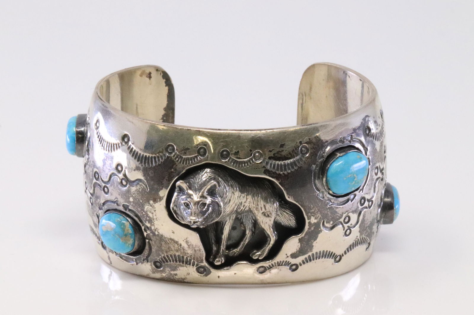 Native American Navajo Handmade Sterling Silver Wolf (1 of 4)