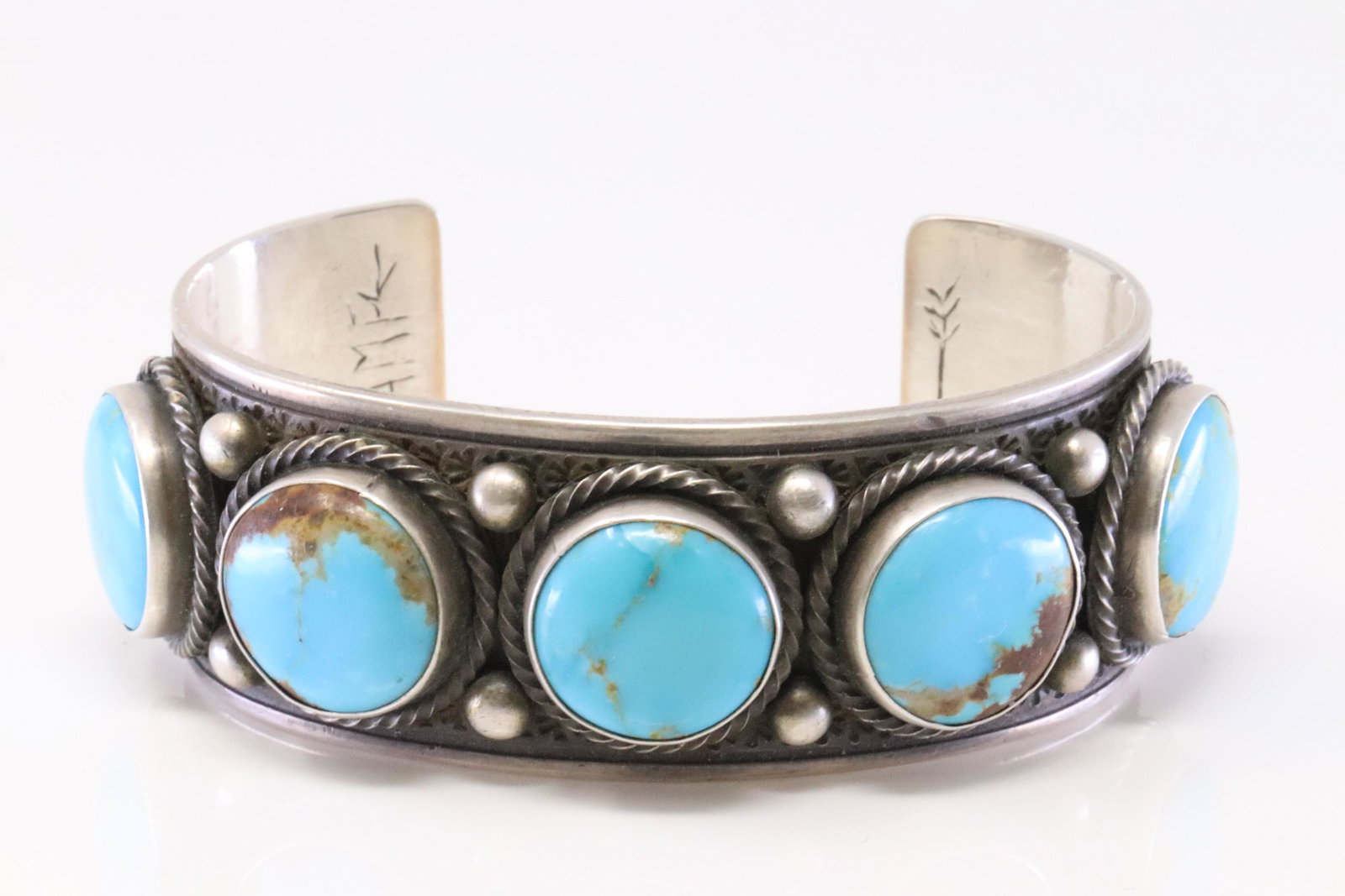 Native America Navajo Handmade Sterling Silver: This is a Native America Navajo Handmade Sterling Silver Turquoise Bracelet By Randy Smith.