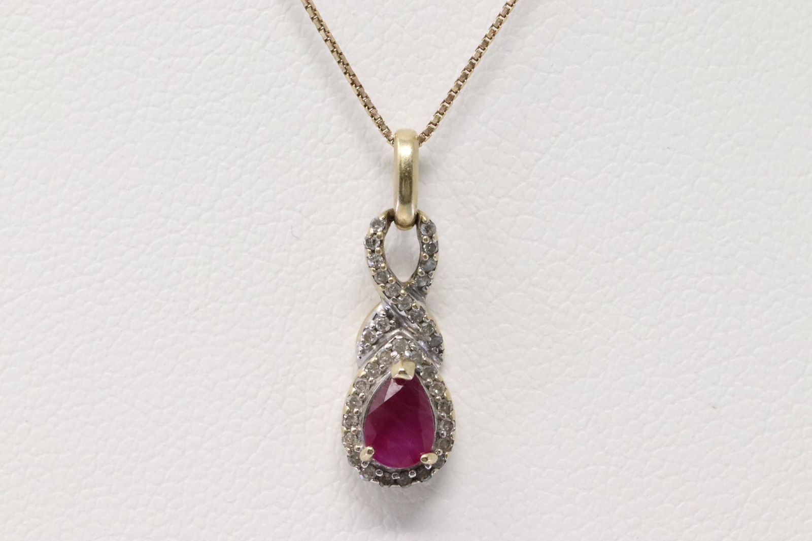 Yellow Gold Ruby Diamond Pendant. (1 of 2)