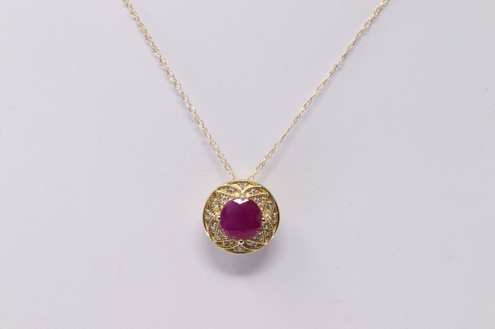 14KT Lady's Diamond | Ruby Pendant (1 of 2)