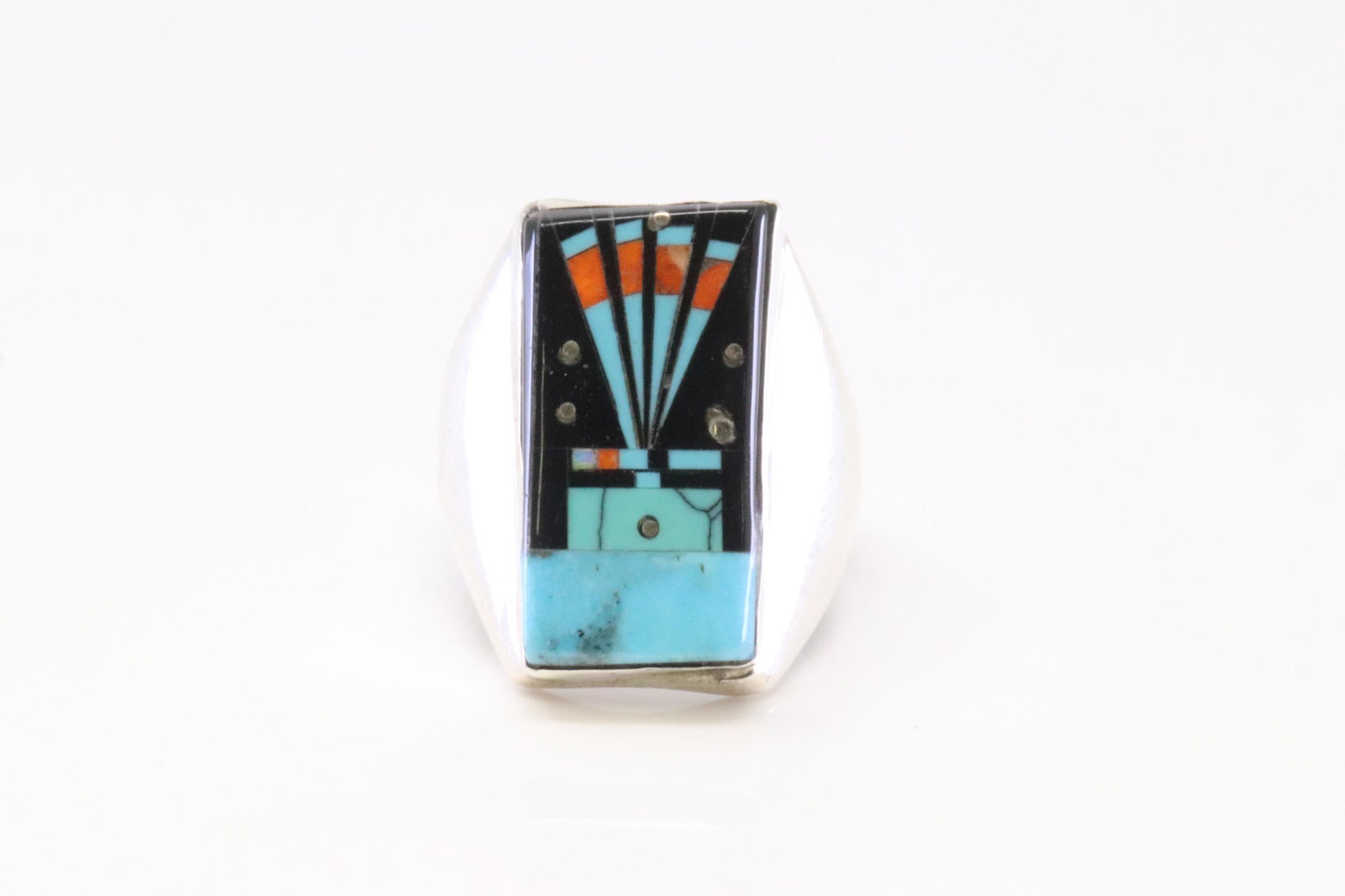 Native America Navajo Handmade Sterling Silver Night: This is a Native America Navajo Handmade Sterling Silver Night Sky Inlay Ring By G. Ring size: 10.25.