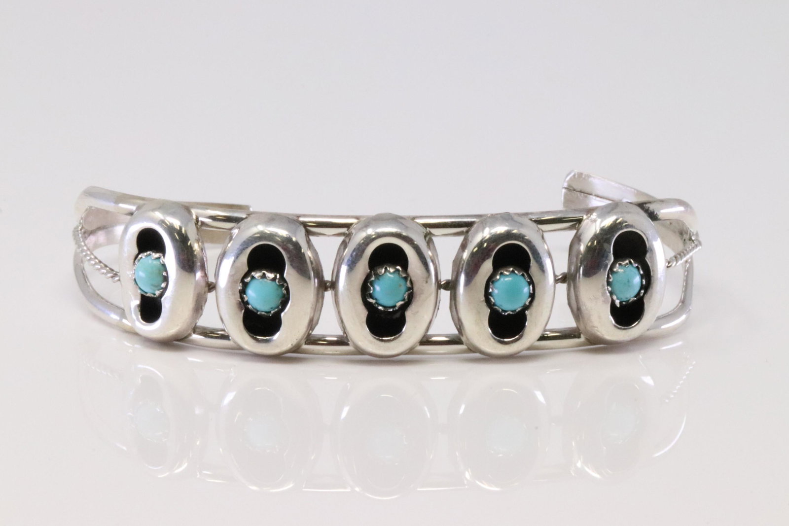 Native American Navajo Handmade Sterling Silver: This is a Native American Navajo Handmade Sterling Silver Turquoise Bracelet By Janice Spencer.