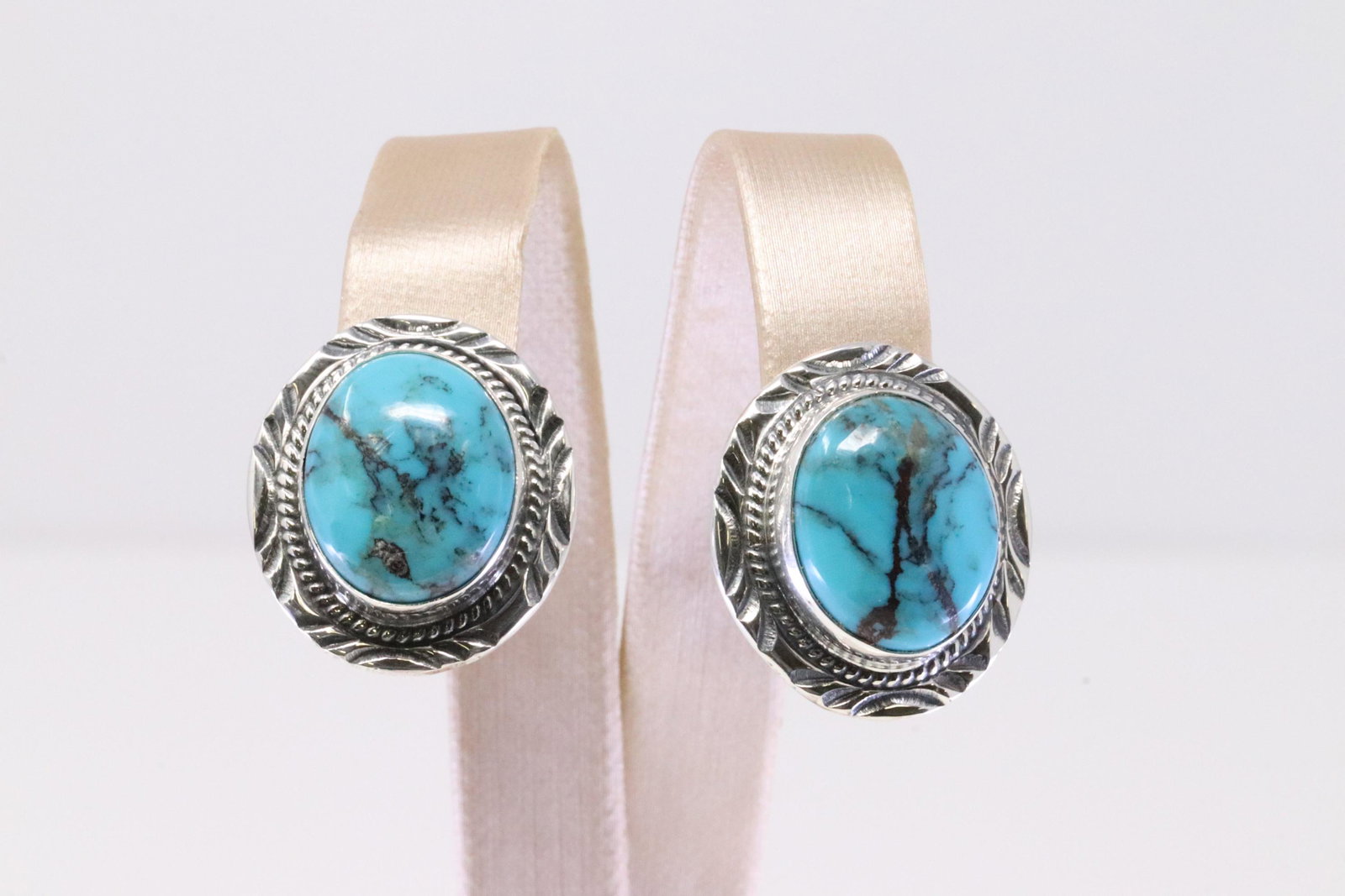 Native America Handmade Navajo Sterling Silver: This is a Native America Handmade Navajo Sterling Silver Turquoise Post Earring's By JC.