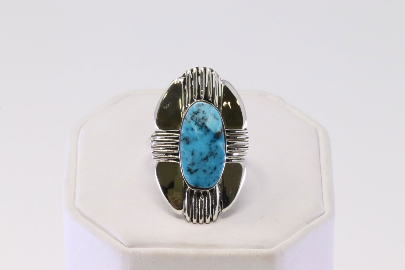 Native America Handmade Navajo Sterling Silver: This is a Native America Handmade Navajo Sterling Silver Turquoise Ring By Mike Smith. Ring size: 8.50.