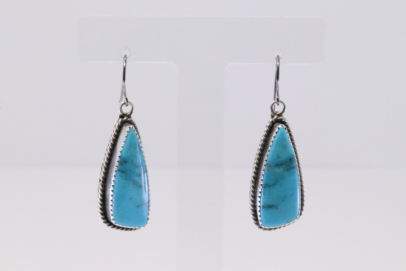 Native American Navajo Handmade Sterling Silver: This is a Native American Navajo Handmade Sterling Silver Turquoise Dangling Earring's By Virginia.