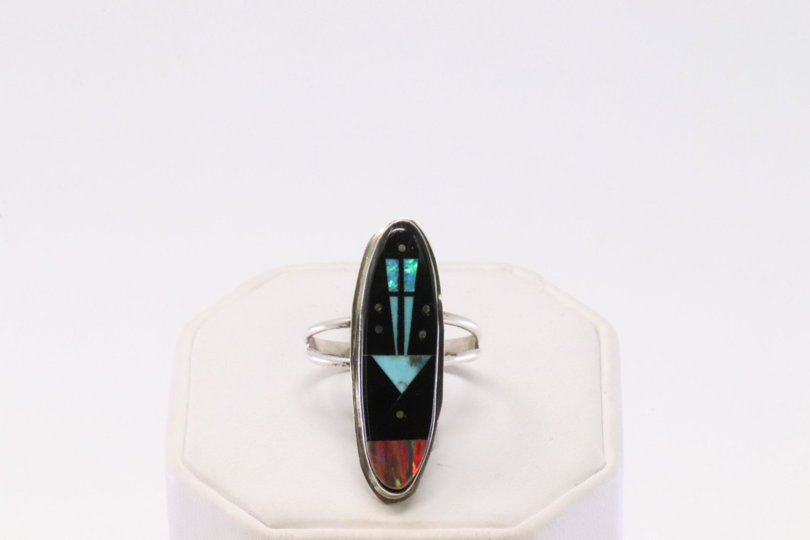 Native America Navajo Handmade Sterling Silver Night: This is a Native America Navajo Handmade Sterling Silver Night Sky Inlay Ring By G. Ring size: 9.75.