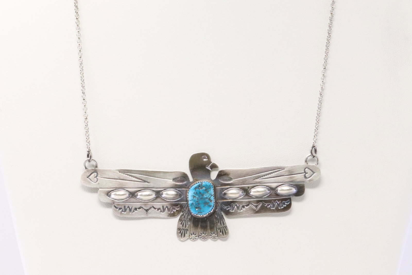 Native America Handmade Navajo Sterling Silver: This is a Native America Handmade Navajo Sterling Silver Turquoise Necklace By Tim Yazzie. Necklace length: 16.00"