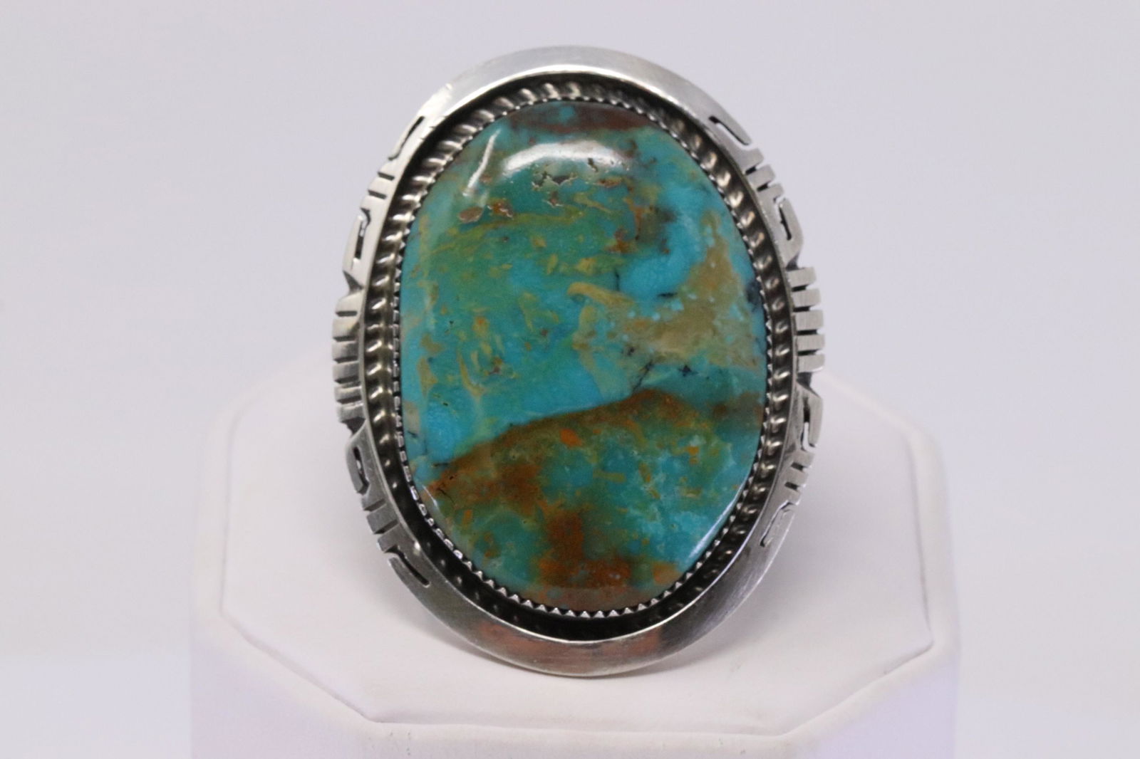 Native American Navajo Handmade Sterling Silver Turquoise Ring By Robert Shakey. (1 of 4)