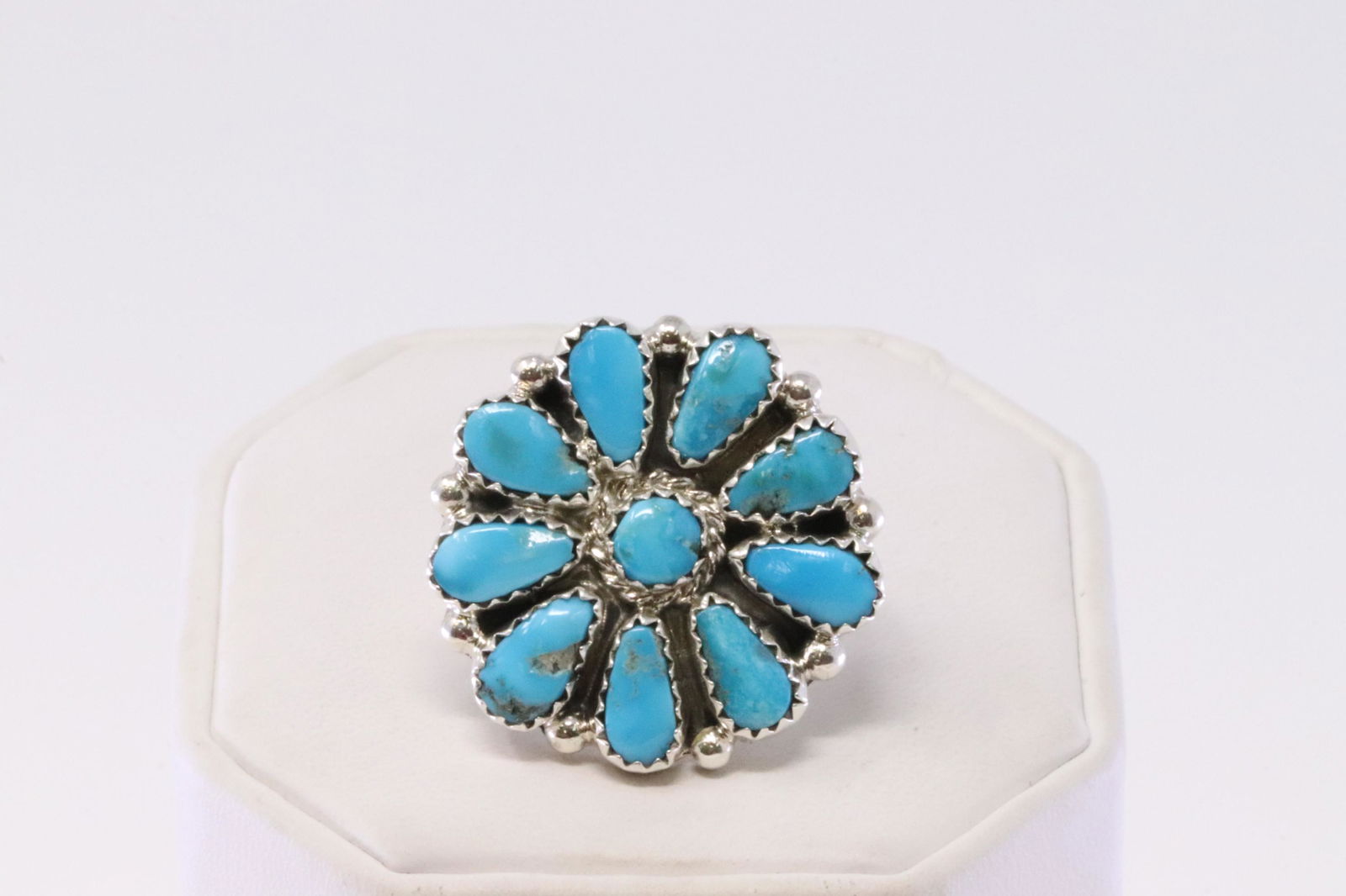 Native America Handmade Zuni Sterling Silver Turquoise Ring By AW. (1 of 4)