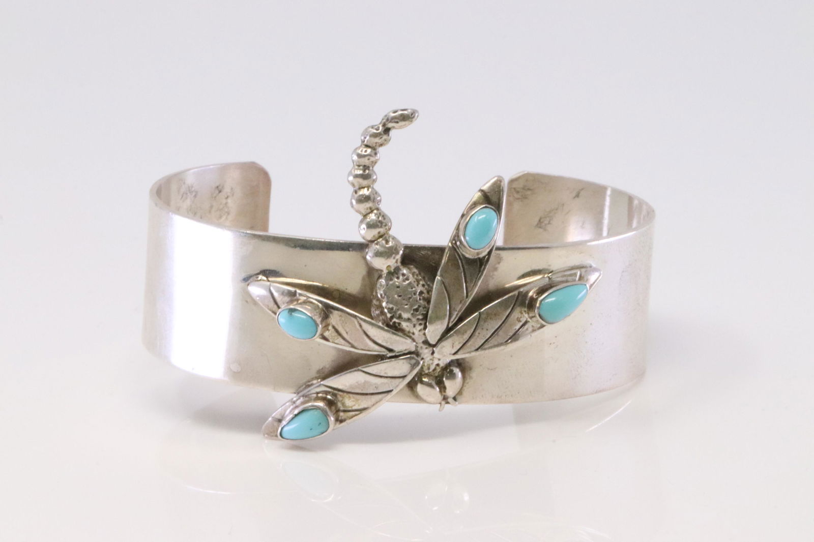 Native American Navajo Handmade Sterling Silver Turquoise Butterfly Bracelet By E. (1 of 4)