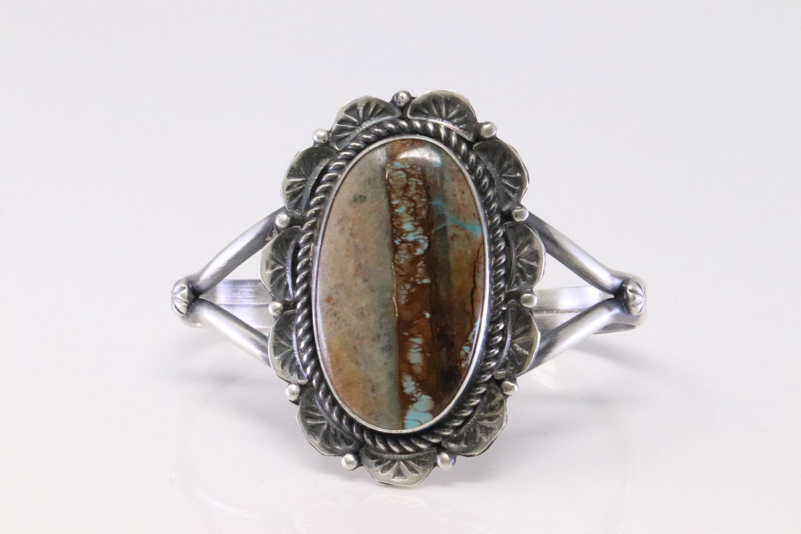 Native America Navajo Handmade Sterling Silver Boulder Turquoise Bracelet By Jeff James J. (1 of 4)