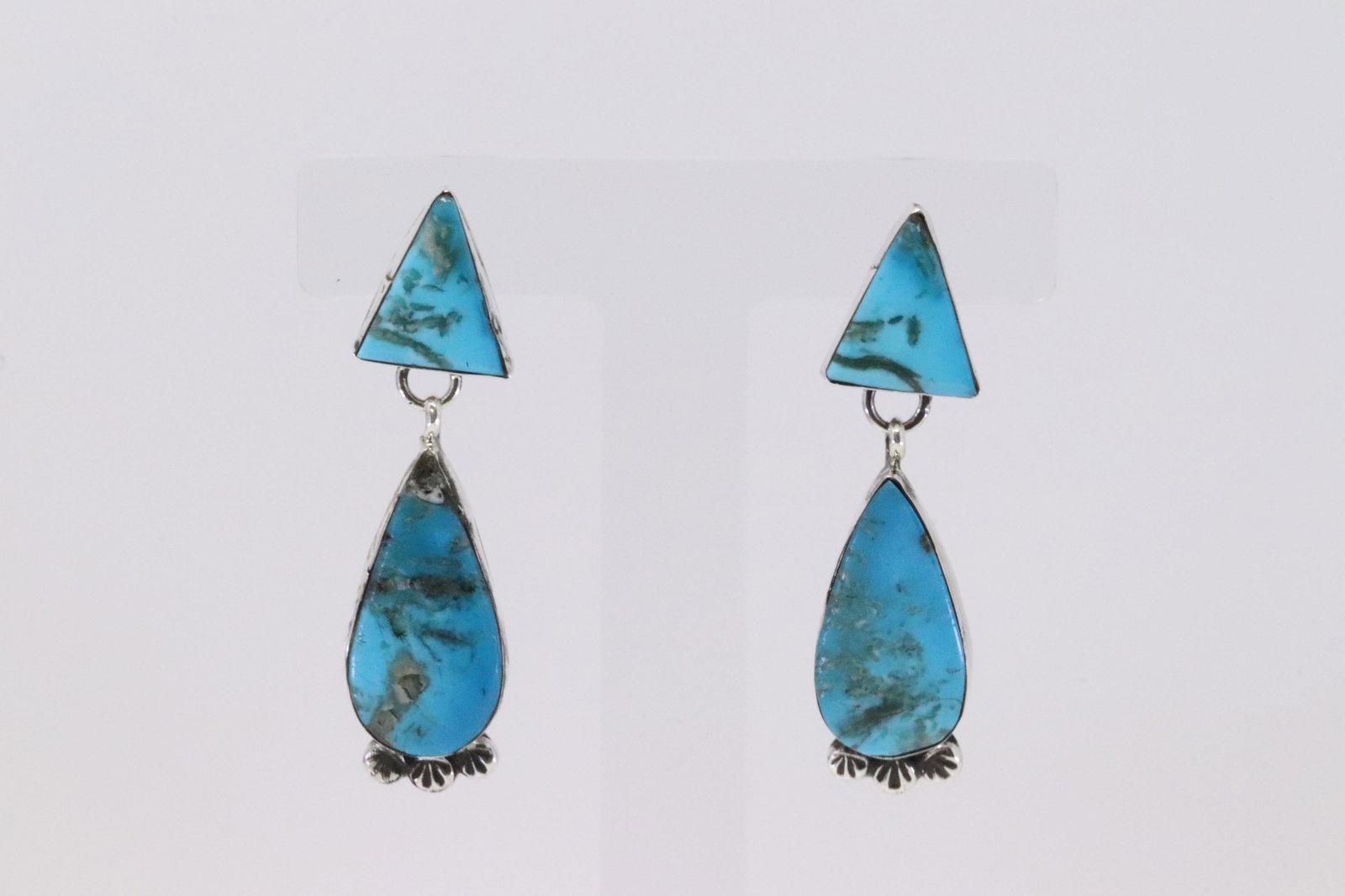 Native America Navajo Handmade Sterling Silver Turquoise Post Earring's By Selena Warner.: This is a Native America Navajo Handmade Sterling Silver Turquoise Post Earring's By Selena Warner.