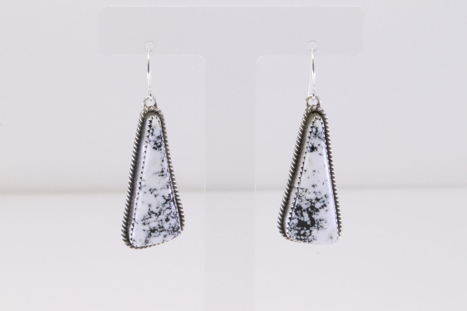 Native America Handmade Navajo Sterling Silver White Stone Dangling Earring's By Virginia Becenti. (1 of 4)