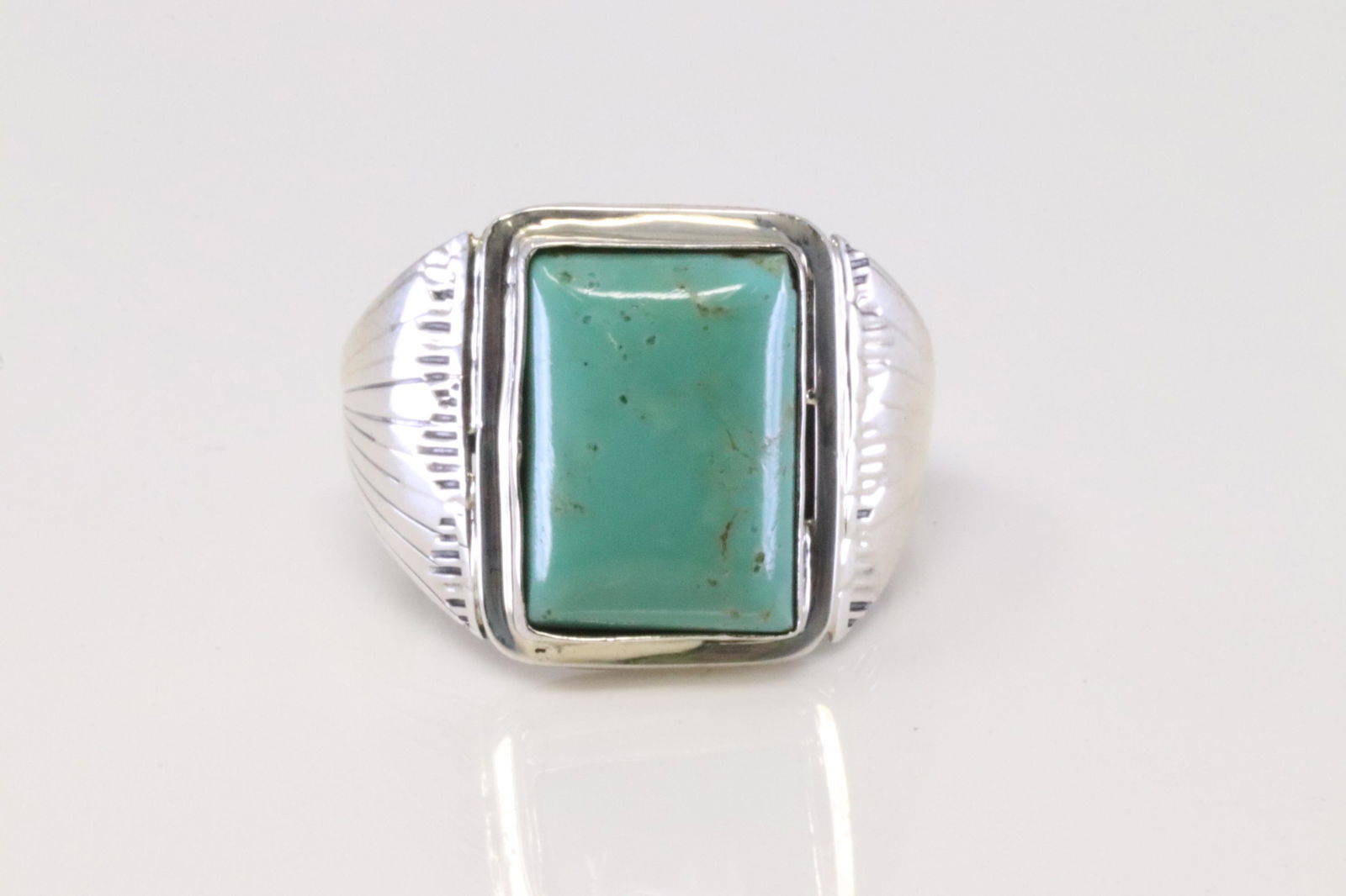 Native American Navajo Handmade Sterling Silver Turquoise Ring By R.B. (1 of 4)