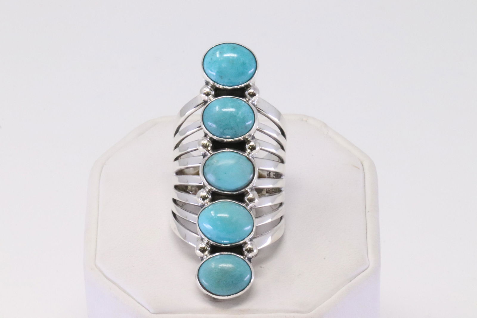 Native American Navajo Handmade Sterling Silver Turquoise Ring By Thomas Yazzie. (1 of 4)