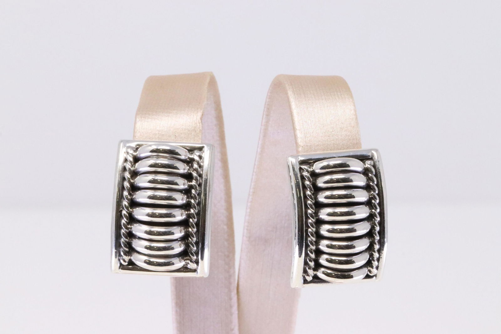 Native America Navajo Handmade Sterling Silver Solid Post Earring's Thomas Charley. (1 of 4)