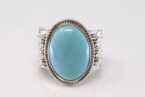 Native American Navajo Handmade Sterling Silver Turquoise Ring By Grace Kenneth.: This is a Native American Navajo Handmade Sterling Silver Turquoise Ring By Grace Kenneth. Ring size: 6.00.