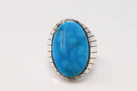 Native America Navajo Handmade Sterling Silver Kingman Turquoise Ring By Ray Jack.: This is a Native America Navajo Handmade Sterling Silver Kingman Turquoise Ring By Ray Jack. Ring size: 12.25.