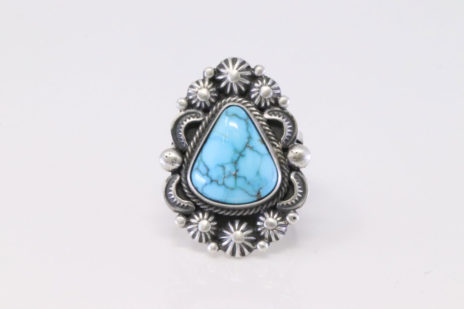 Native American Navajo Handmade Sterling Silver Turquoise Ring By R. (1 of 4)