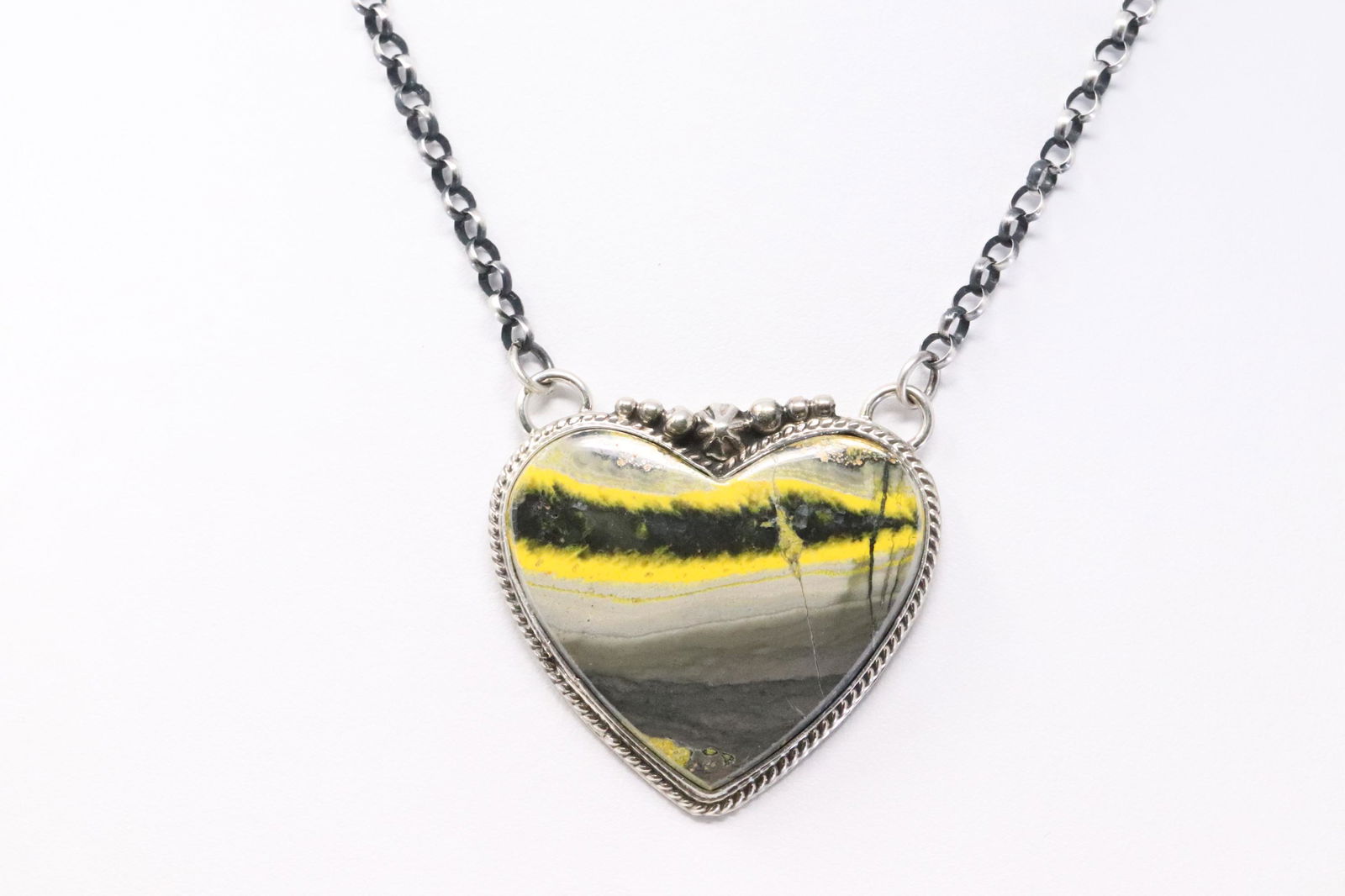 Native American Navajo Handmade Sterling Silver Heart Necklace By R.S. (1 of 6)