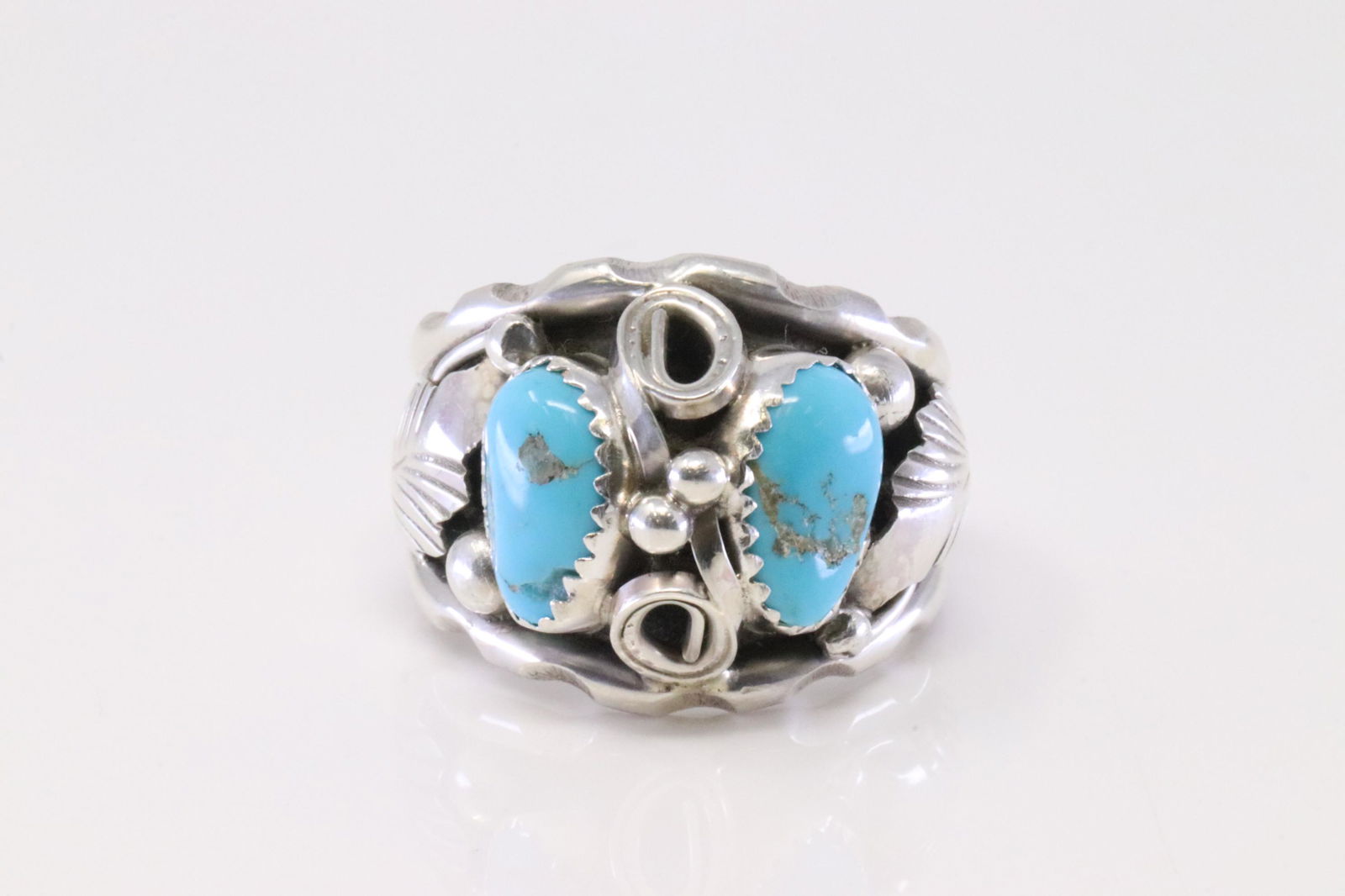 Native America Handmade Navajo Sterling Silver Turquoise Ring By Max Calladito. (1 of 4)