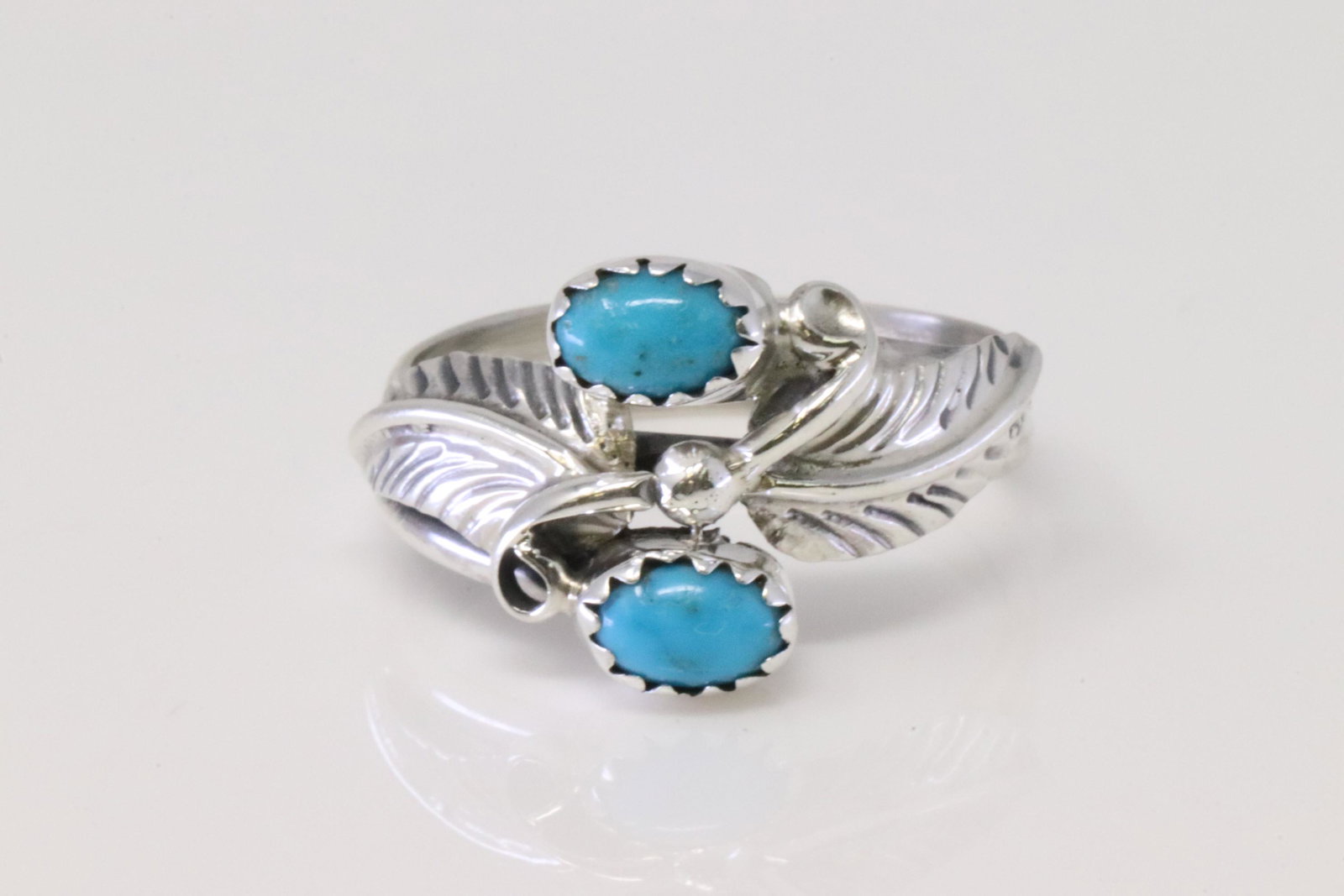Native American Navajo Handmade Sterling Silver Turquoise Ring By Harry B.Yazzie.: This is a Native American Navajo Handmade Sterling Silver Turquoise Ring By Harry B.Yazzie. Ring size: 8.25.