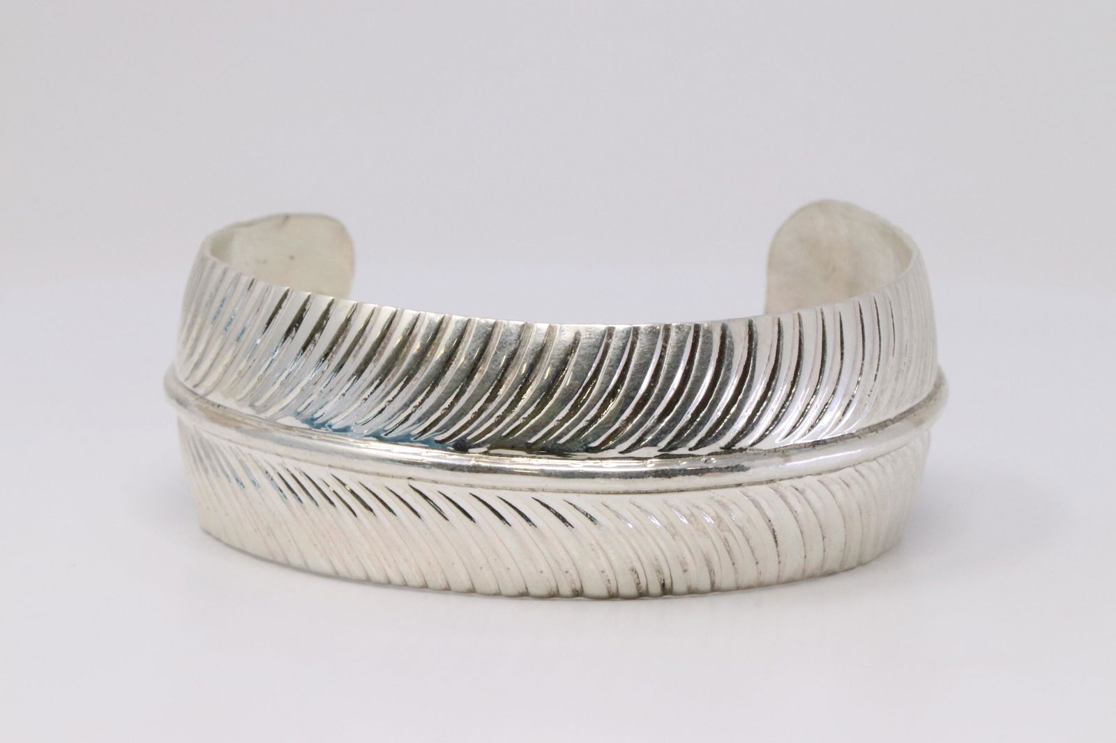 Native American Navajo Handmade Sterling Silver Feather Bracelet By  A.D. (1 of 4)