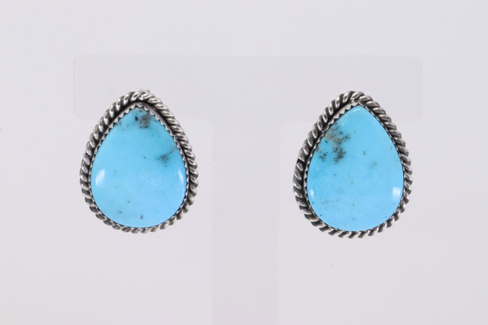 Native America Navajo Handmade Sterling Silver Turquoise Post Earring's By Alfred Martinez.: This is a Native America Navajo Handmade Sterling Silver Turquoise Post Earring's By Alfred Martinez.