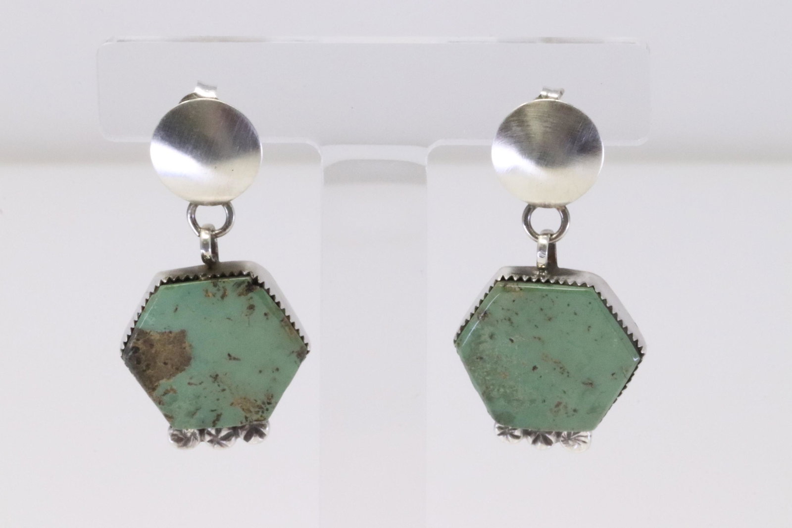 Native america Navajo Handmade Sterling Silver Turquoise Post Earring's Selina Warner.: This is a Native america Navajo Handmade Sterling Silver Turquoise Post Earring's Selina Warner.
